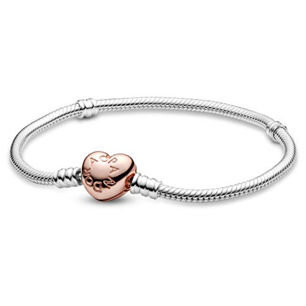 Pandora Moments Heart Clasp Snake Chain Charm Bracelet – Pandora Rose – 6.7” NWT